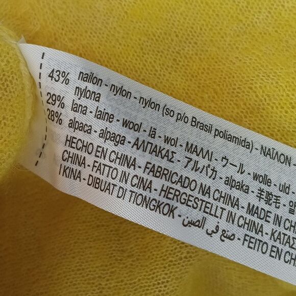 Zara Womens Alpaca/Wool Blend Yellow Button Up Long Sleeve Knit Cardigan Sz L - Picture 14 of 14